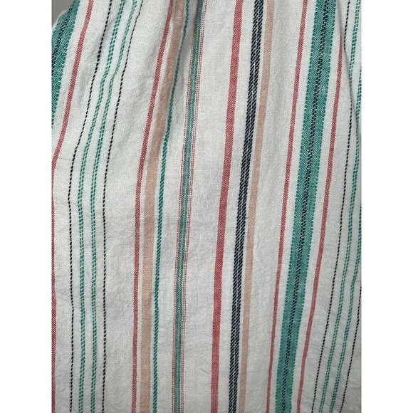 Lane Bryant Coastal Linen Top 18 Red Stripe Boho Retro Euro Summer Preppy Relax - Picture 4 of 14